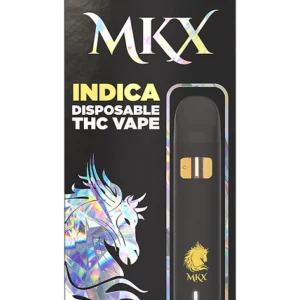 A slim, sleek, and discreet disposable vape pen, with a label showing the product name "Strawnana" and "1G THC" to denote its size and content.